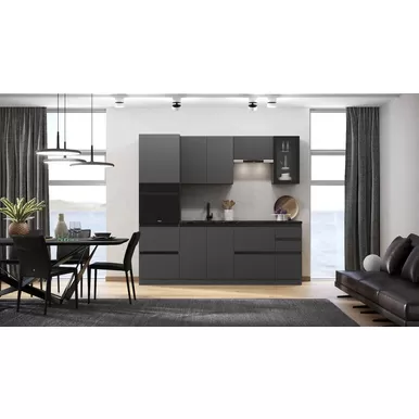 Кухонный гарнитур Техно-6 2.4м - Графит софт (МИФ)