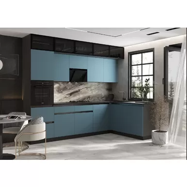Кухонный гарнитур угловой Техно-6 3.0х1.8м - Браш Блю (МИФ)