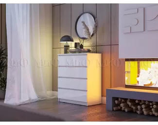 Комод Челси 800 (4 ящика) - Белый / Белый глянец (МИФ)