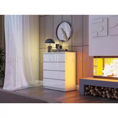 Комод Челси 800 (4 ящика) - Белый / Белый глянец (МИФ)