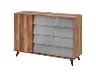 Комод (4 ящика) Онтарио 474.02 - Дуб Барокко янтарный / Серый глянец (Столлайн)