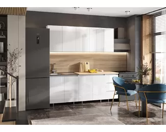 Кухонный гарнитур Челси 2.0м ЛДСП - Вариант 1 - Белый глянец (МИФ)