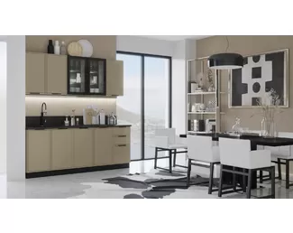 Кухонный гарнитур Николь 2.0м - Компоновка 1 - Холст Латте (МИФ)