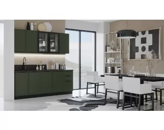 Кухонный гарнитур Николь 2.0м - Компоновка 1 - Холст темно-зеленый (МИФ)