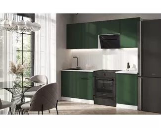 Кухонный гарнитур Николь 2.1м - Холст темно-зеленый (МИФ)