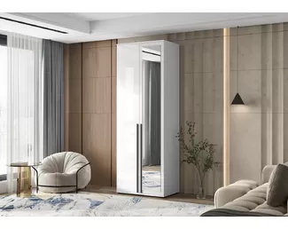 Шкаф 2-х створчатый Норд с зеркалом (800) - Белый / Белый глянец (МИФ)