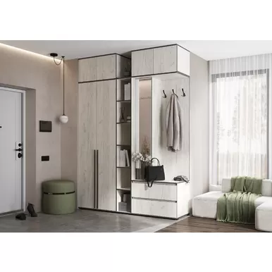 Модульная прихожая Норд (Комплект 2) - Дуб Крафт белый (МИФ)