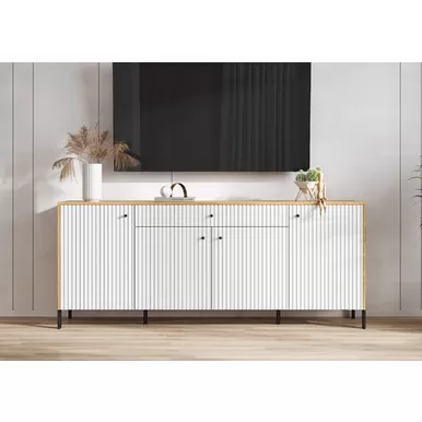 Комод Оливия (металл)  - Дуб Крафт / Браш Вайт (МИФ)