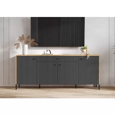 Комод Оливия (металл)  - Дуб Крафт / Графит Софт NEW (МИФ)