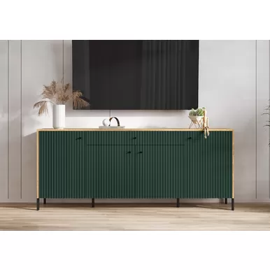 Комод Оливия (металл) - Дуб Крафт / Браш Мени Грин (МИФ)