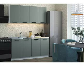 Кухонный гарнитур Классика (Мыло) 1.6м - Матовая Грин Грей Софт (МК Стиль)