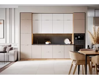 Кухня Пандора 3.4м - Белый Супермат/Билд Райс (Стендмебель)