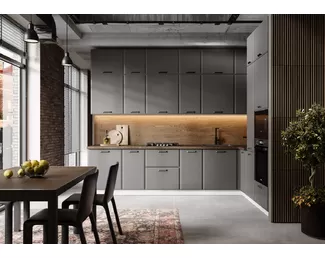 Кухня угловая Призма 3.2х2.0м - Асфальт Супермат (Стендмебель)