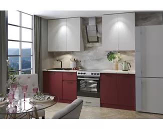 Кухня Ревилья 1.8м ЛДСП - Кашемир серый/Красно-коричневый (Столлайн)