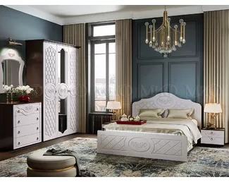 Спальный гарнитур Престиж (Комплект 1) - Жемчуг/Венге (МИФ)