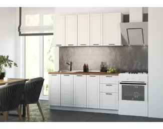 Кухонный гарнитур Квадро 1.6м - Белый глянец (Рикко)