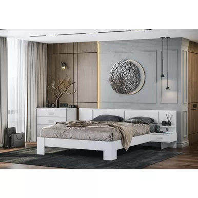 Спальня Эва - Комплект 3 - Белый гладкий (МК Стиль)