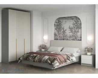 Спальный гарнитур Селена (Комплект 1) - Шиншилла серая / Кварц Грей Софт (МК Стиль)