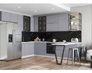 Кухня угловая Тренто 2.6х3.25м - Серый Эмалит (ДСВ Мебель)