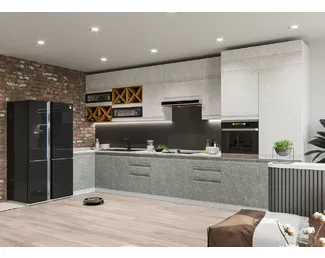 Кухня угловая Скала 1.2х4.6м - Гранит Маус/Гранит Грей (ДСВ Мебель)