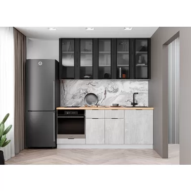 Кухня Монца 2.0м - Черный/Гранит Маус (ДСВ Мебель)