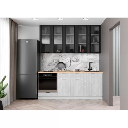 Кухня Монца 2.0м - Черный/Гранит Маус (ДСВ Мебель)