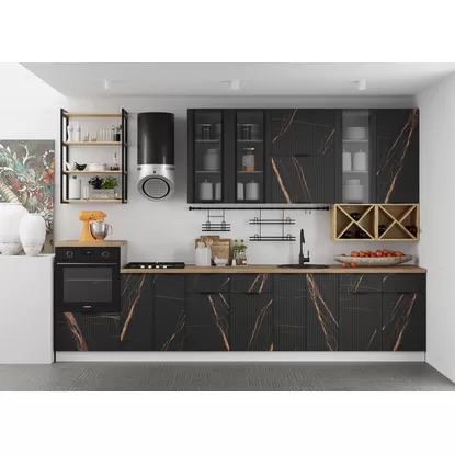 Кухня Монца 3.4м - Кварц черный (ДСВ Мебель)