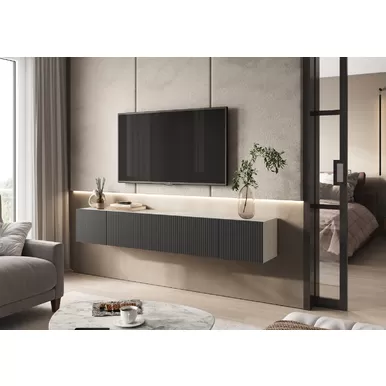 Тумба под ТВ Оскар - Дуб Крафт белый / Графит (МИФ)