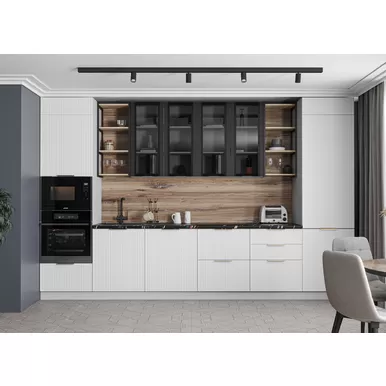 Кухня Монца 3.6м - Черный/Белый Софт (ДСВ Мебель)