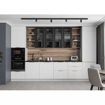 Кухня Монца 3.6м - Черный/Белый Софт (ДСВ Мебель)