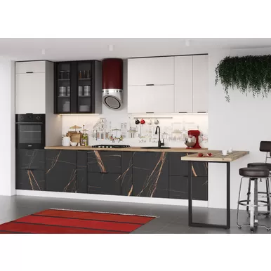 Кухня Монца 4.0м - Кварц бежевый/Кварц черный (ДСВ Мебель)