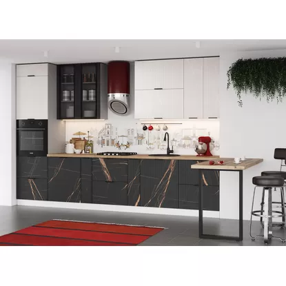 Кухня Монца 4.0м - Кварц бежевый/Кварц черный (ДСВ Мебель)