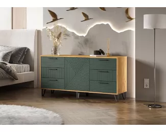 Комод Флэш - Дуб Крафт / Браш Мени Грин (МИФ)