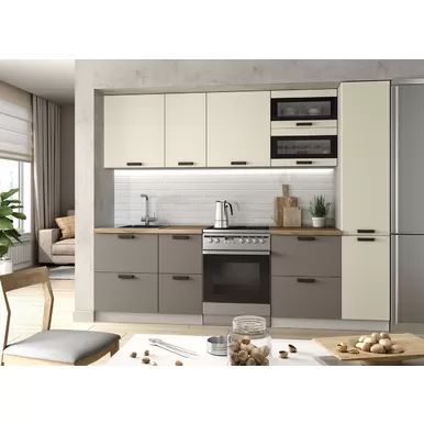 Кухня Ройс 2.6м - Ваниль Софт/Грей Софт (ДСВ Мебель)