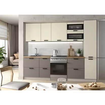 Кухня Ройс 2.6м - Ваниль Софт/Грей Софт (ДСВ Мебель)