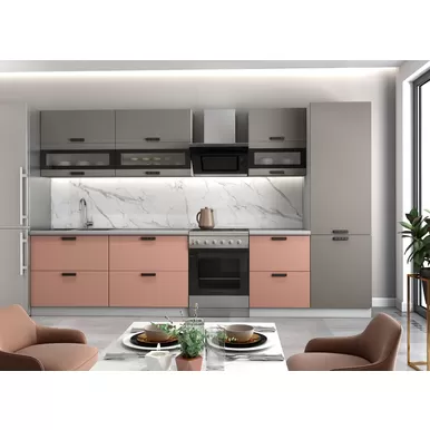 Кухня Ройс 2.8м - Графит Софт/Персик Софт (ДСВ Мебель)