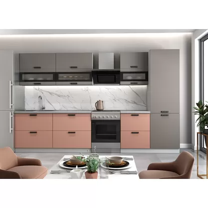 Кухня Ройс 2.8м - Графит Софт/Персик Софт (ДСВ Мебель)
