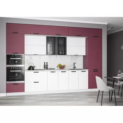 Кухня Ройс 3.6м - Белый Софт/Виноград Софт (ДСВ Мебель)