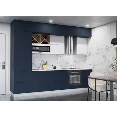 Кухня Ройс 3.2м - Белый Софт/Черника Софт (ДСВ Мебель)