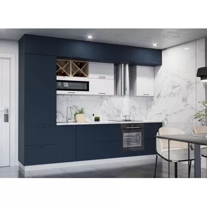 Кухня Ройс 3.2м - Белый Софт/Черника Софт (ДСВ Мебель)