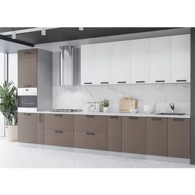 Кухня Ройс 4.0м - Белый Софт/Грей Софт (ДСВ Мебель)