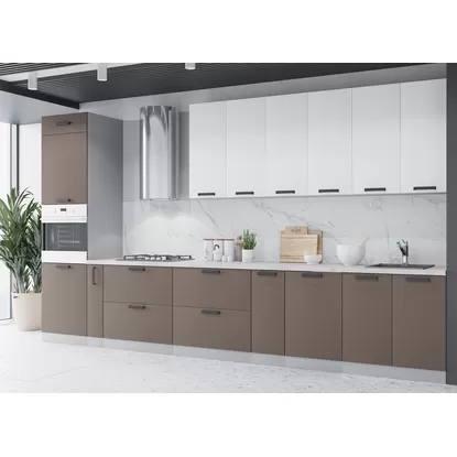 Кухня Ройс 4.0м - Белый Софт/Грей Софт (ДСВ Мебель)