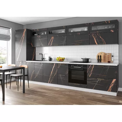 Кухня Ройс 3.8м - Кварц черный (ДСВ Мебель)