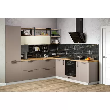 Кухня угловая Ройс 2.8х2.4м - Ваниль Софт/Грей Софт (ДСВ Мебель)