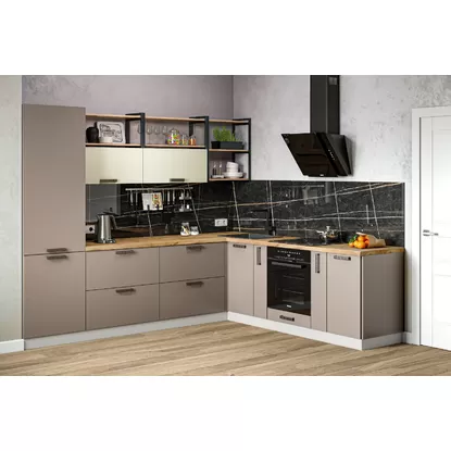 Кухня угловая Ройс 2.8х2.4м - Ваниль Софт/Грей Софт (ДСВ Мебель)