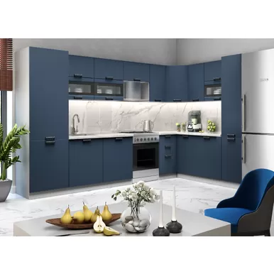 Кухня угловая Ройс 3.4х2.0м - Черника Софт (ДСВ Мебель)