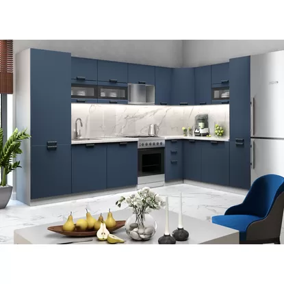 Кухня угловая Ройс 3.4х2.0м - Черника Софт (ДСВ Мебель)