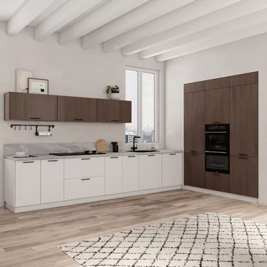 Кухня угловая Ройс 3.6х1.8м - Американский шоколад/Белый Софт (ДСВ Мебель)