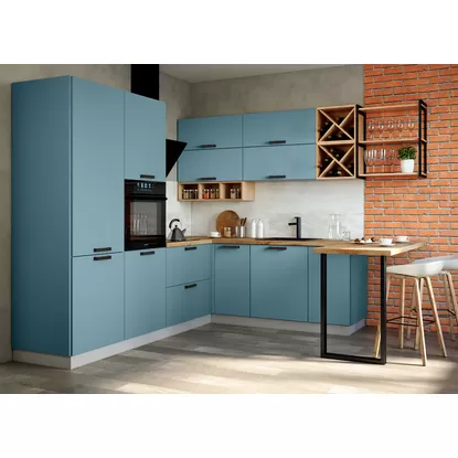 Кухня угловая Ройс 2.6х2.6м - Лазурь Софт (ДСВ Мебель)