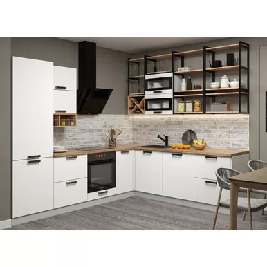 Кухня угловая Ройс 2.8х2.2м - Белый Софт (ДСВ Мебель)